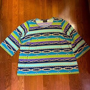 Bob Mackie Blouse Wearable Art Chain Link Tunic Top Women's Size 2X